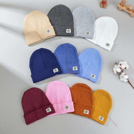 Topi Bayi Baru Lahir Basic Rajut dan Polos Bulat Kupluk Bayi Baru Lahir Halus Lembut Murah Lucu Perl