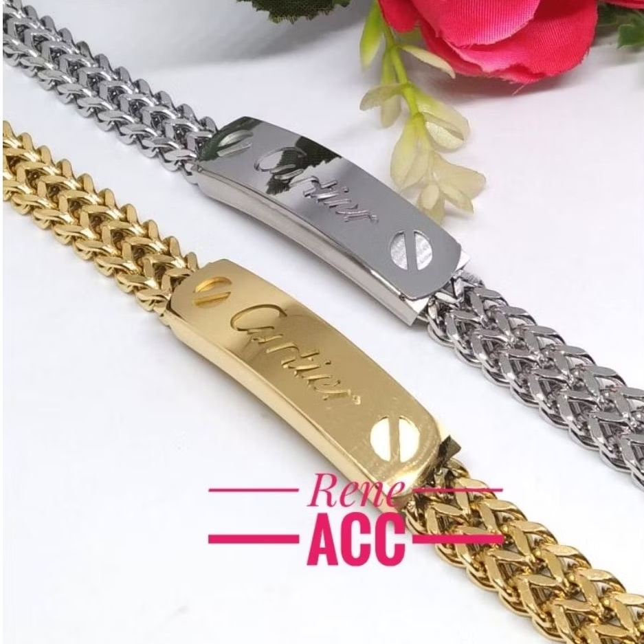Gelang Rolek Gold Silver Rantai Ganda pria anti karat