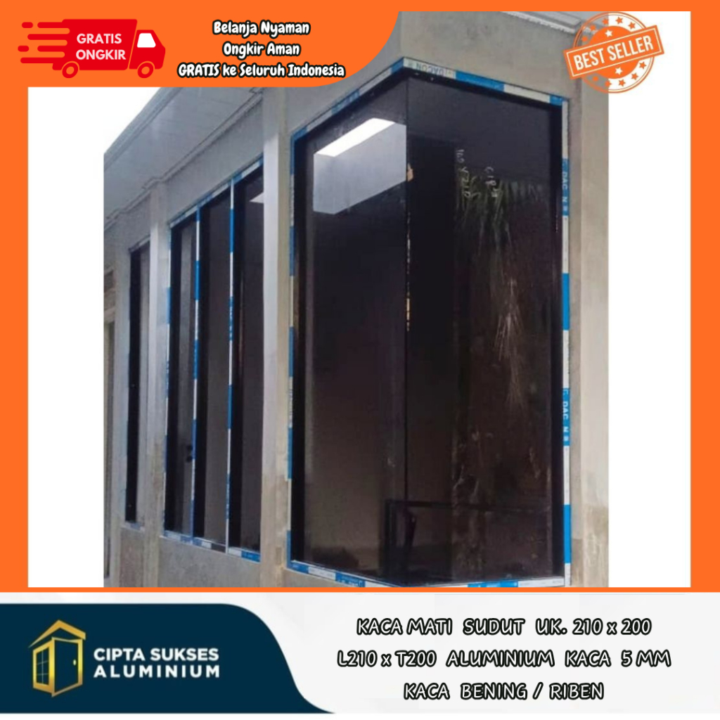 KACA MATI SUDUT aluminium ukuran 210x200 bergaransi csa jendela kaca mati sudut ruangan simple terba
