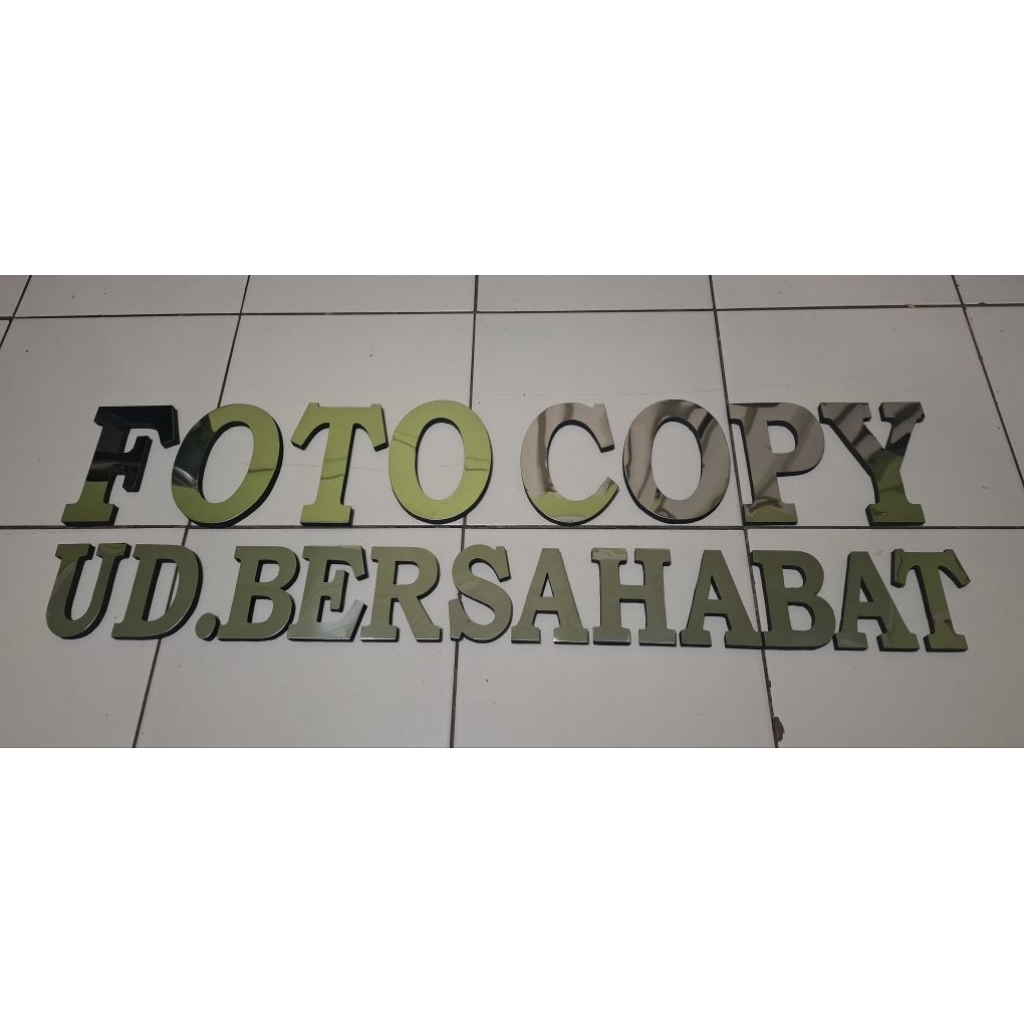 Huruf  timbul stainless 1dimensi spon