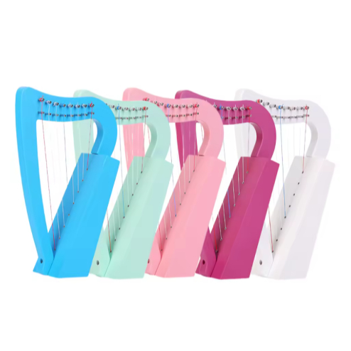 KS 8 Strings Harpa, Alat Musik Gesek Kayu Solid dengan Kunci Penyetel, Alat Musik Gesek Harpa