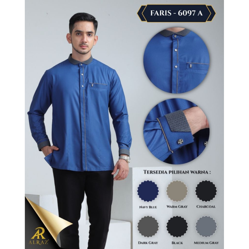 Al Raz Koko Pria Premium Hitam & Seri Warna Terbaru Lengan Panjang Baju Muslim Al Raz Koko Al Raz
