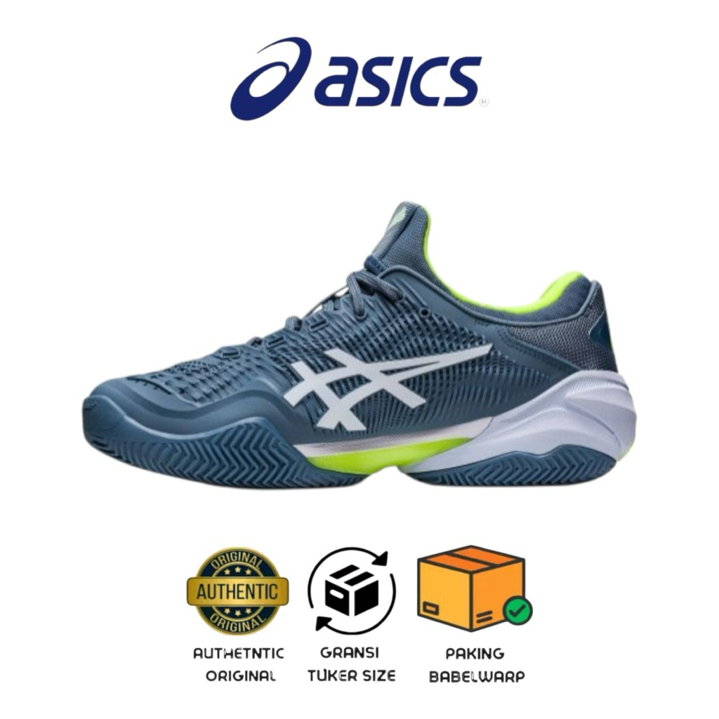 Sepatu Tenis / Padel Asics Novak Court FF 3 Steel Blue / White Green