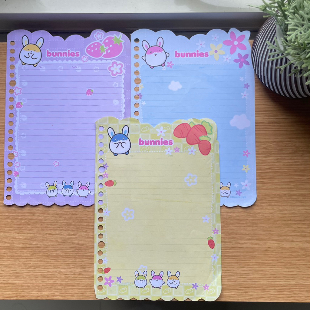 Set Isi Kertas Orji Binder Dream Card Bunnies Loose Leaf Bukan Harvest Original Vintage Jadul Memo N