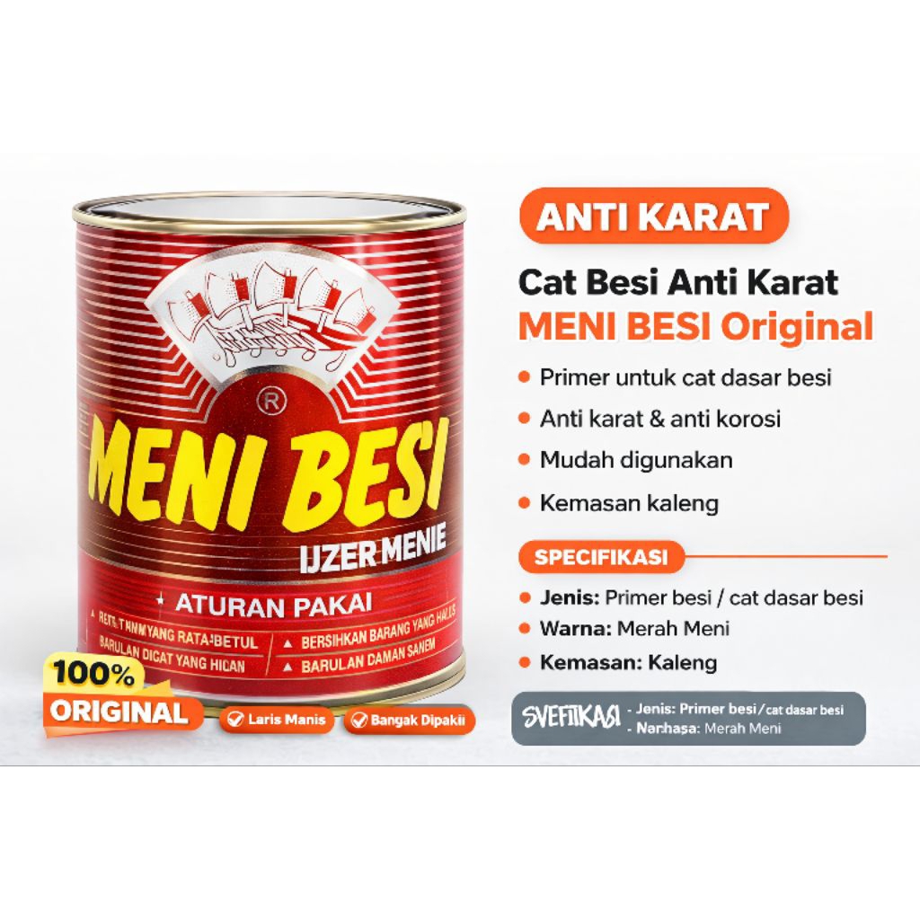 Cat Besi Anti Karat MENI BESI Original | Cat Dasar Besi Anti Karat | Cat Primer Besi Tahan Lama