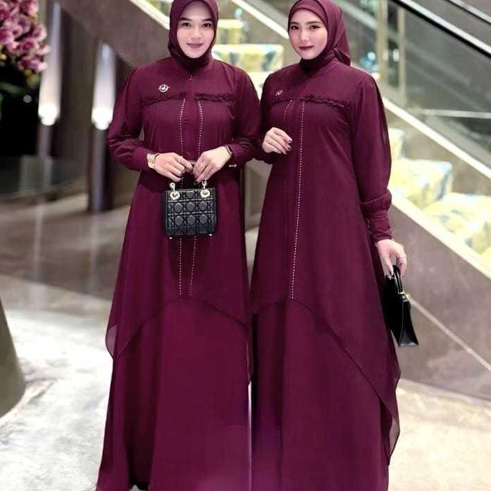 Jasmine Dress Abaya Sultan Hitam Burgundy Mahogany Gamis Lebaran 2026 Model Gamis Terbaru Baju Gamis