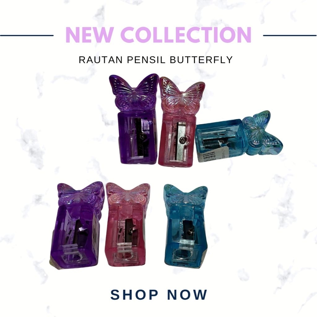 Rautan Pensil Lucu Butterfly | Serutan Pensil Mini Warna Warni | Rautan Pensil Anak Imut