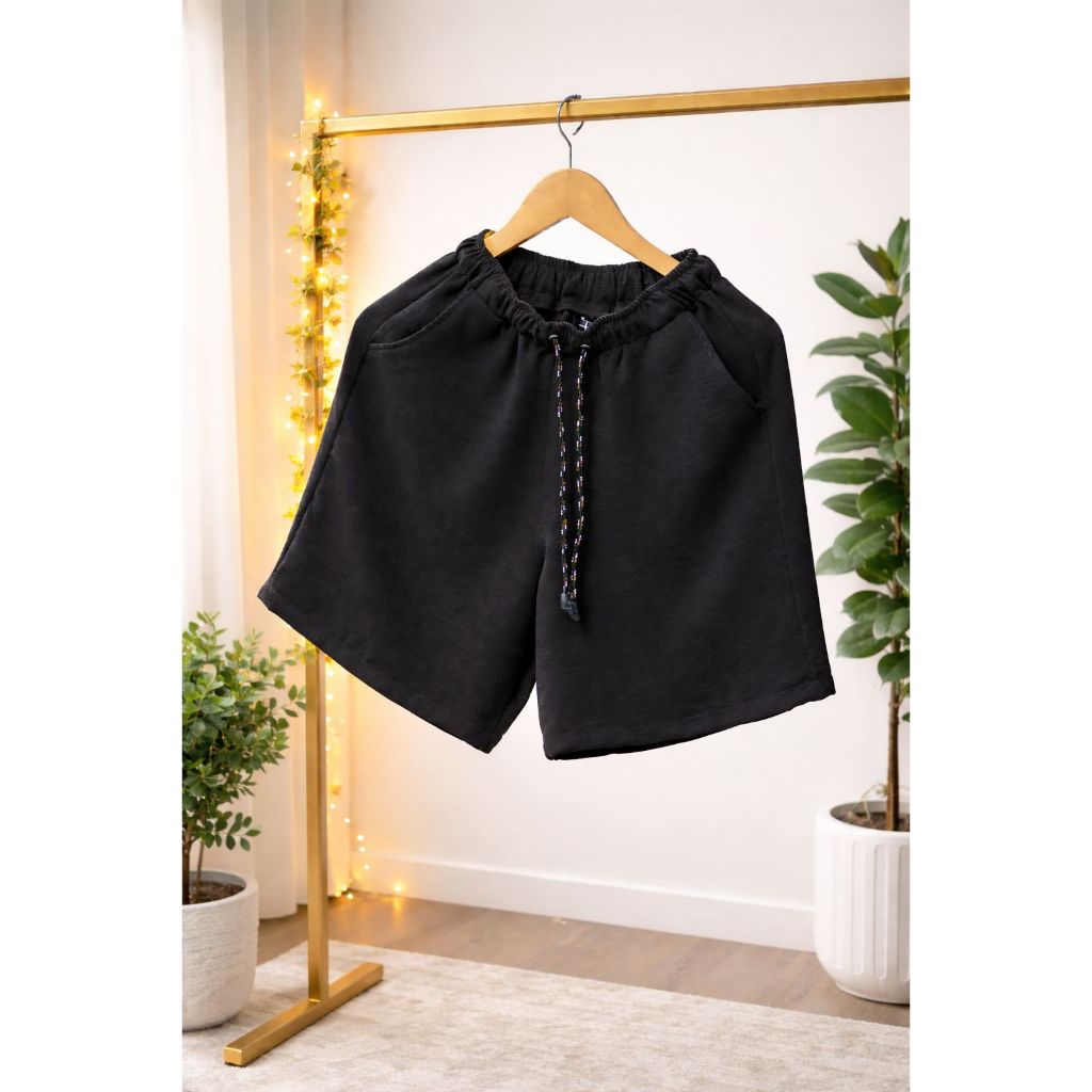 Kingstore Hotpants Celana Highwaist Pendek Wanita Warna Black Celana Santai Wanita Daily Outfit