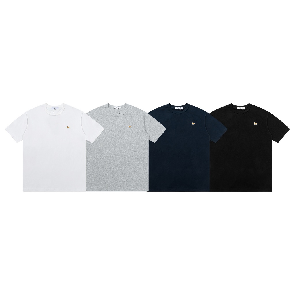 8805#Maison Kitsune Kaos Pendek Katun Murni Kepala Rubah Kecil Baru
