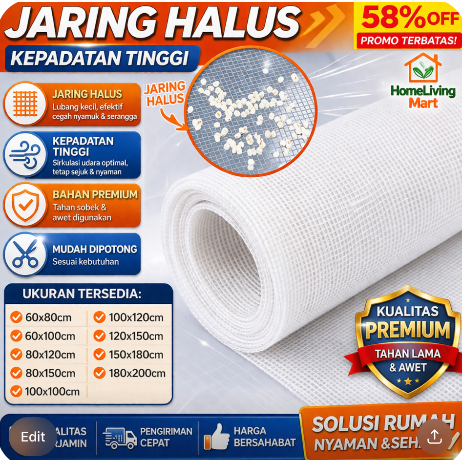 Homefilm Jaring Nyamuk Putih DIY | Layar Jendela Anti Nyamuk Kamar Tidur