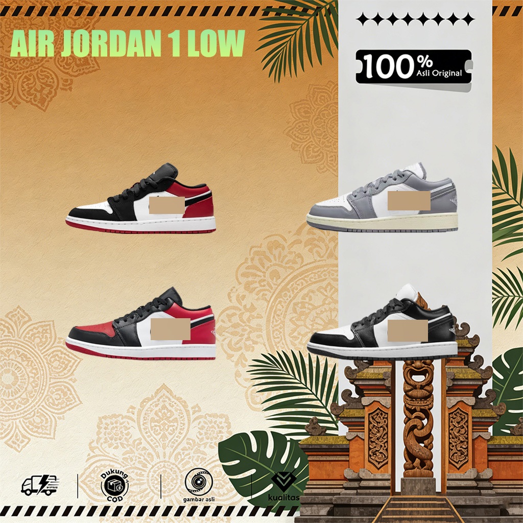 Sepatu Alr Jordan 1 Low AJ1 Original 100% BNIB - Sneakers Kasual Pria Wanita Ukuran Lengkap