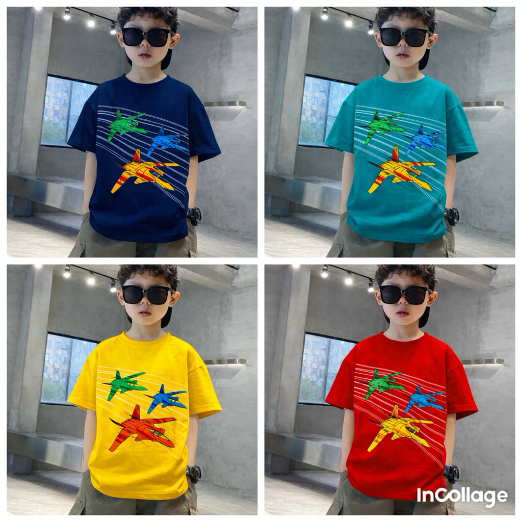 Atasan untuk anak laki-laki-kaos pesawat 1-10 tahun