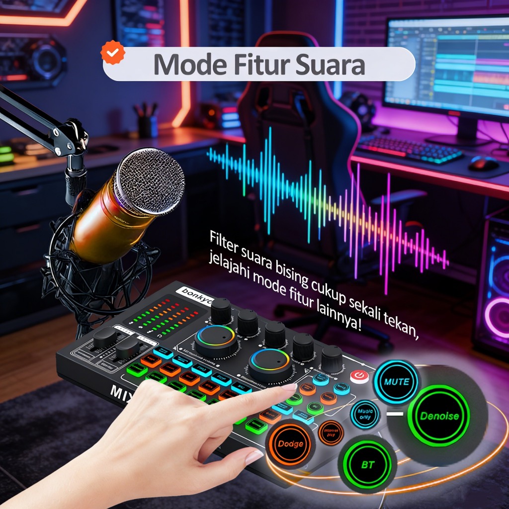 PWRFM BONKYO F999MAX/F999X/F999NEO SOUNDCARD BLUETOOTH COMPATIBLE EXTERNAL WIRELESS DJ MIXER