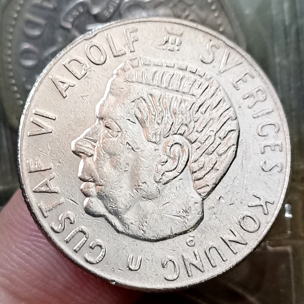 Koin Kuno Swedia 1 Krona - Gustaf VI Adolf