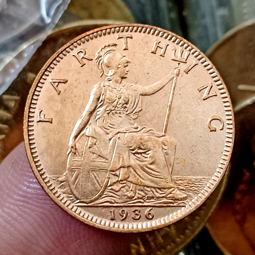 Koin Kuno Inggris UK 1 Farthing - George V Tahun 1936