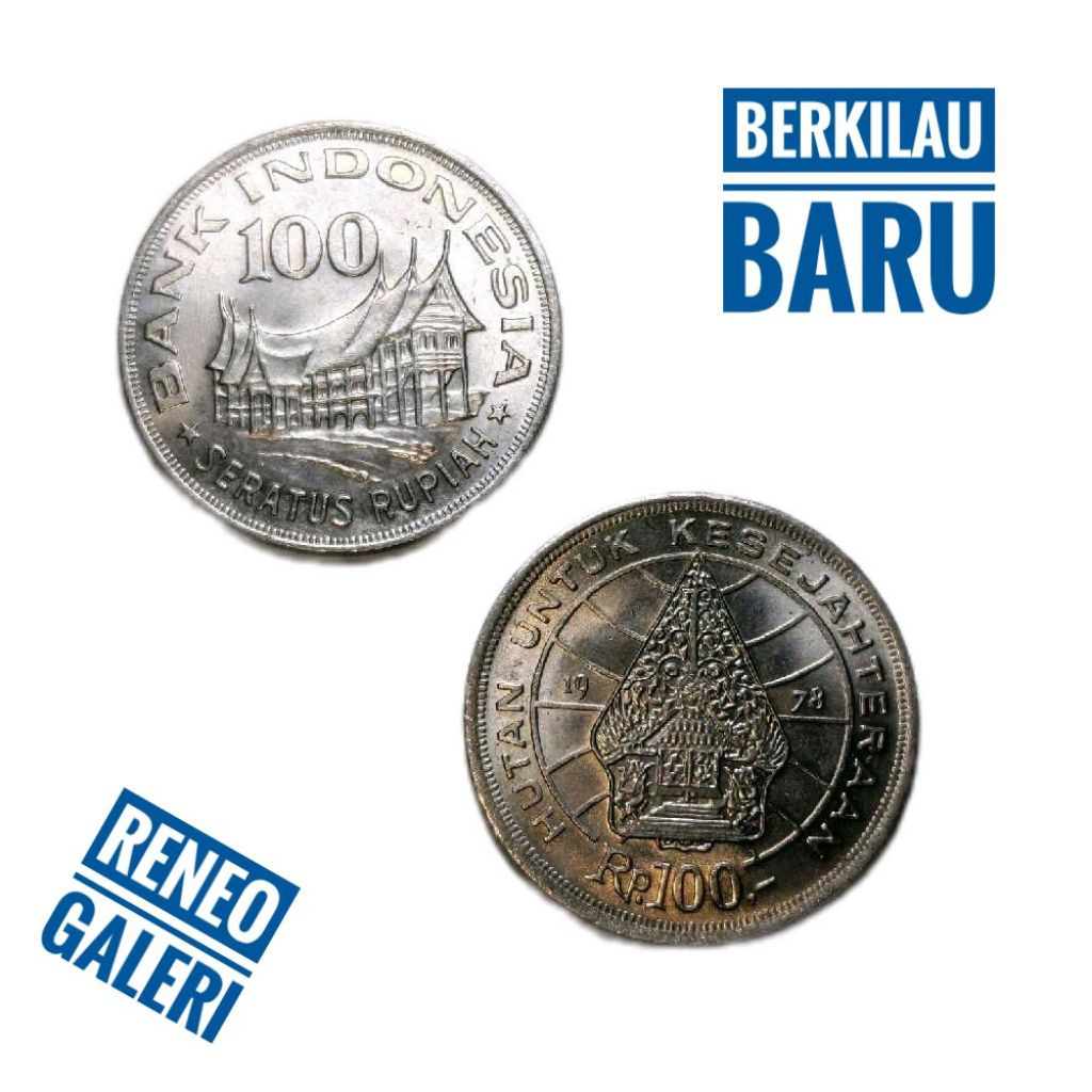 Berkilau Koin Rp 100 Rupiah Tipis Tahun 1978 Rumah Gadang Gunung Wayang Uang Kuno logam Indonesia gr