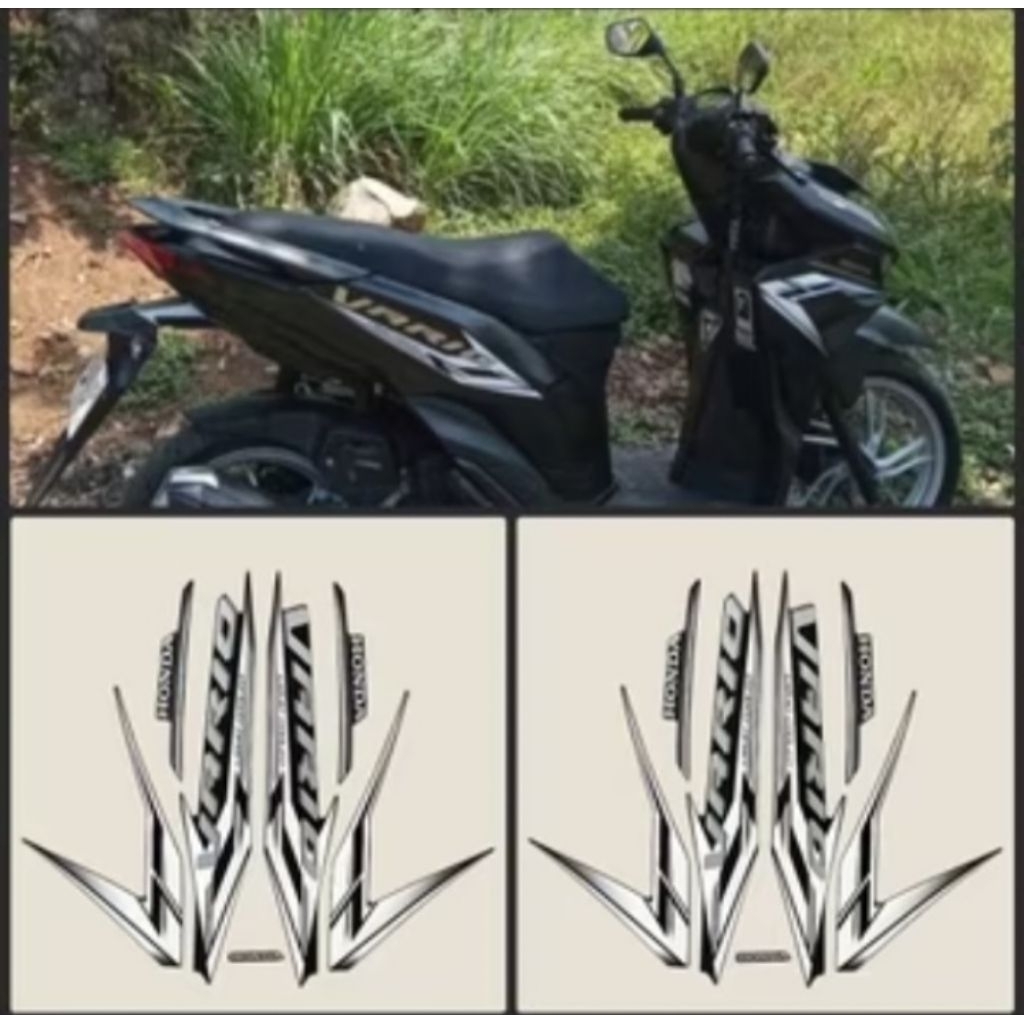 Set stiker striping motor yamaha vario CBS 125 2024 full set body lis standar warna HITAM PUTIH