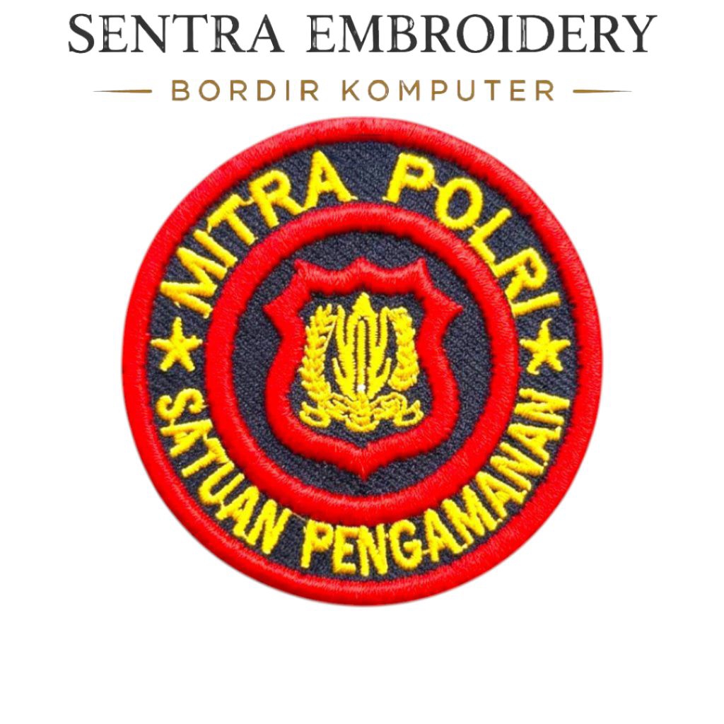 Logo Mitra Polri Satpam Bordir Timbul
