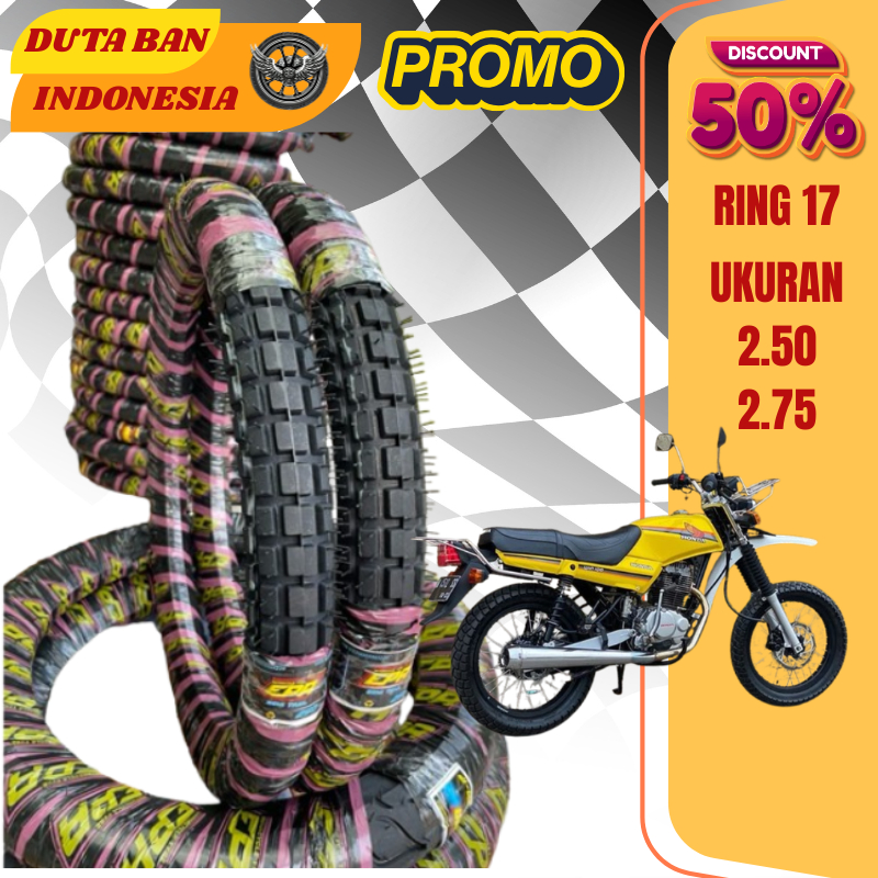 Ban Motor Tahu Ring 17 - Ban Motor Trail Ukuran Depan 2.50 Belakang 2.75 Fullpress vulkanisir termur