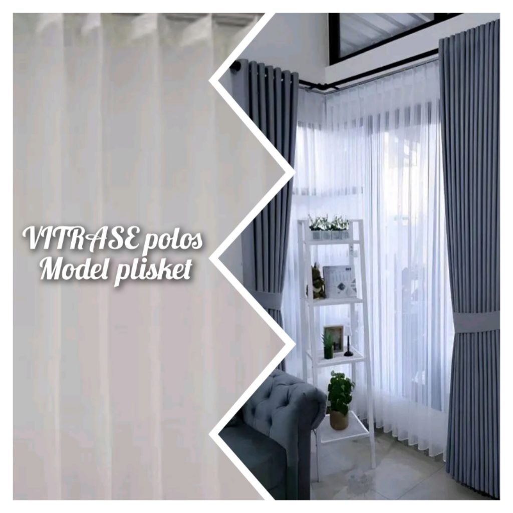 Vitrase gorden Polos Import  premium tirai siang putih transparan
