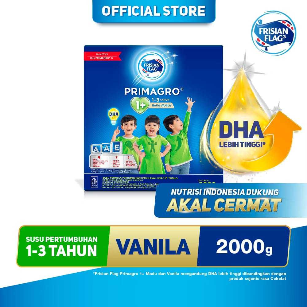 Frisian Flag Primagro 1+ VANILA 2000 gr - Frisian Flag Primagro 1+ Susu Pertumbuhan 2 kg MURAH