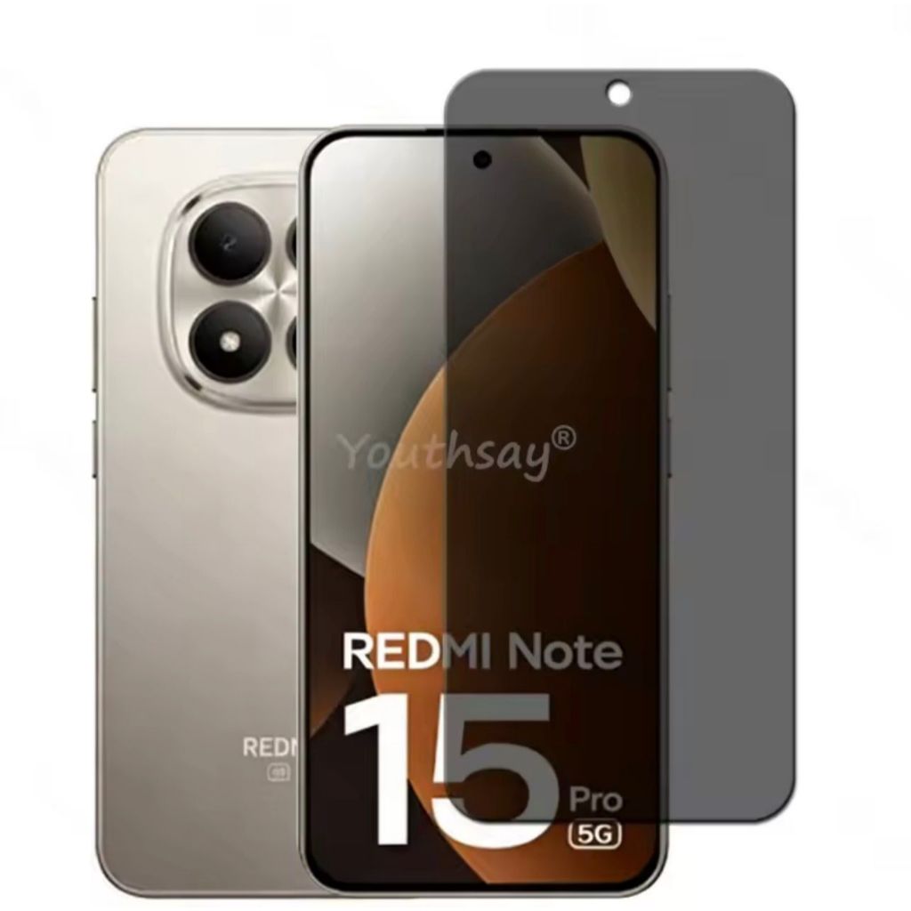Tempered Glass Privacy Xiaomi REDMI NOTE 15 PRO 5G Anti Gores SPY Frame Screen Guard Protector Kaca