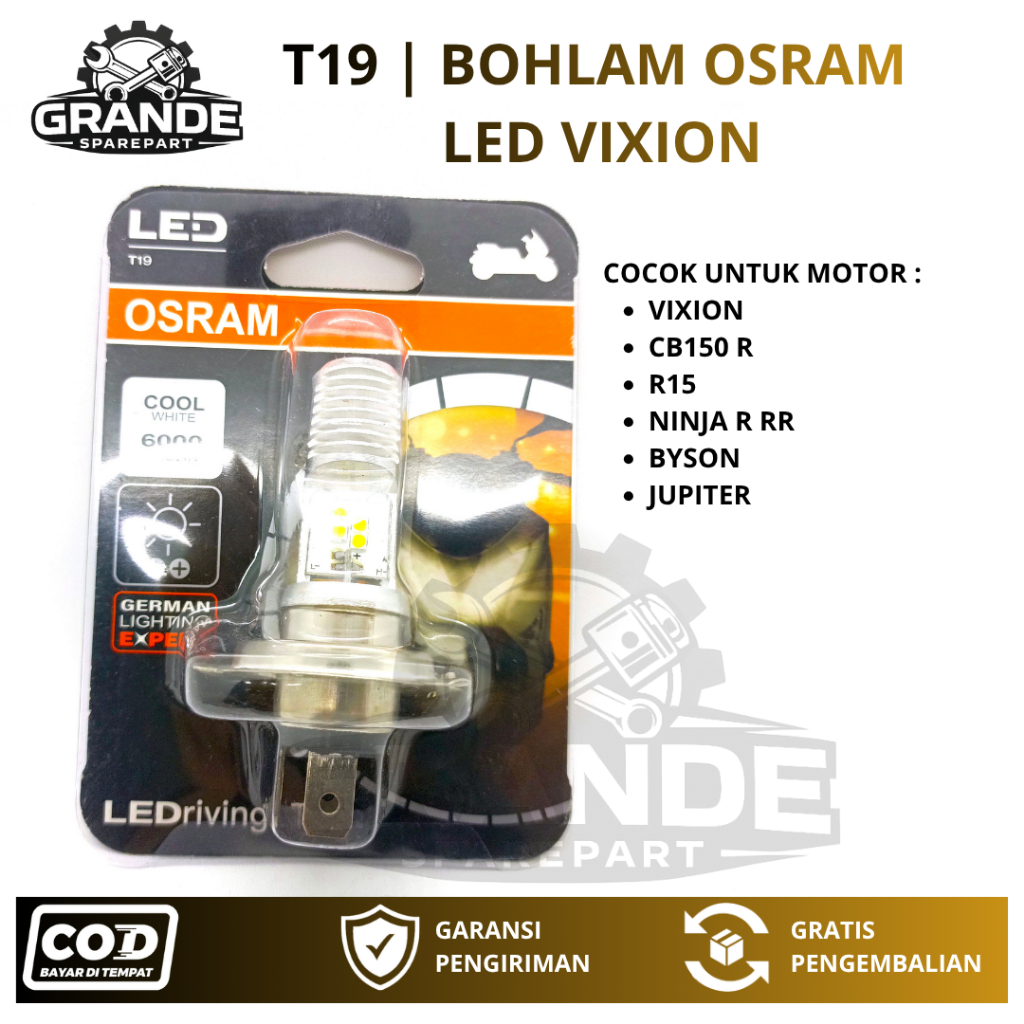 T19 BOHLAM OSRAM LAMPU LED DEPAN OSRAM LED PUTIH SUPER TERANG MOTOR VIXION / CB150 R / NINJA RR R
