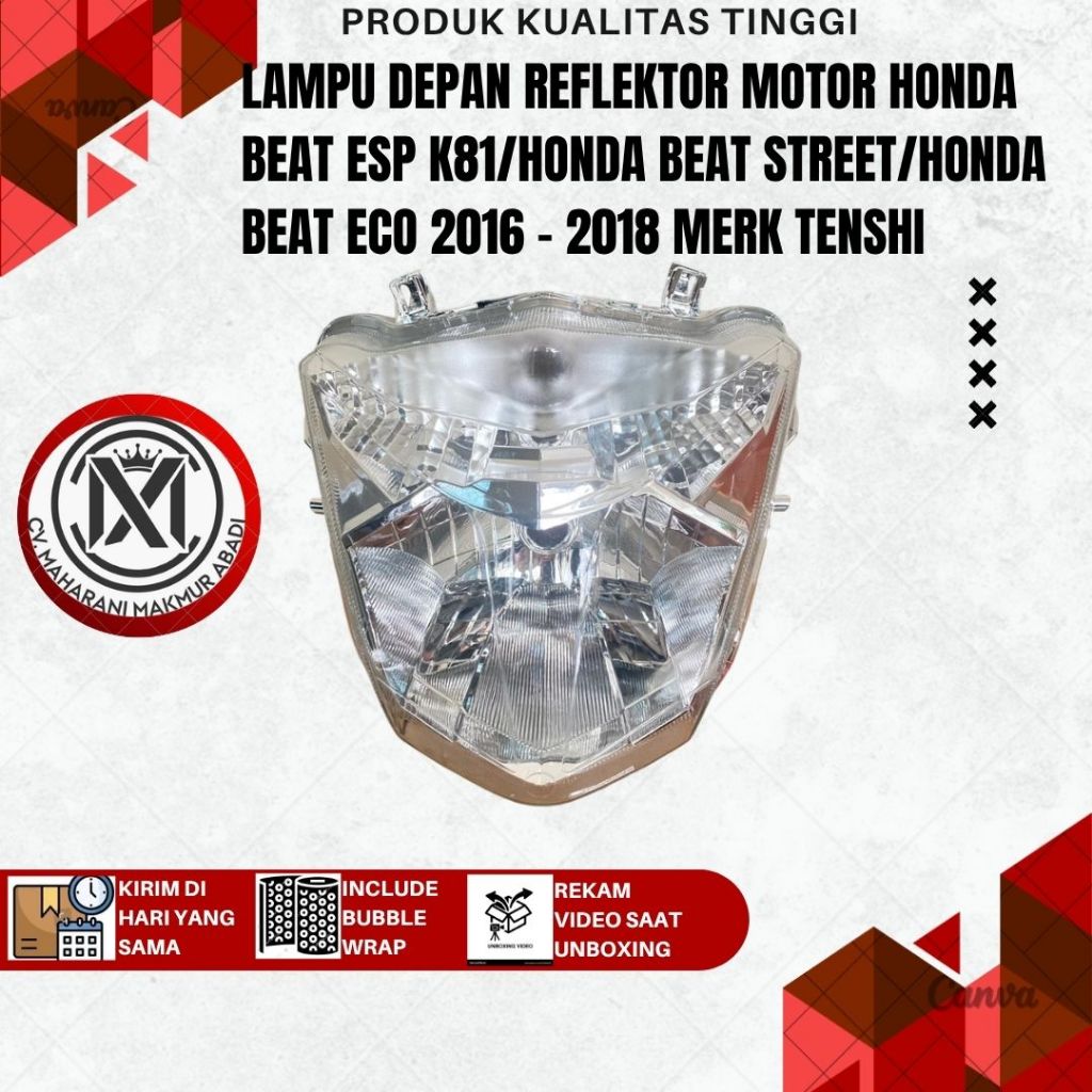 LAMPU DEPAN BEAT NEW  ECO ESP STREET K81 2016 2017 2018 2019 HEADLAMP REFLEKTOR SATU SET MIKA PNP - 