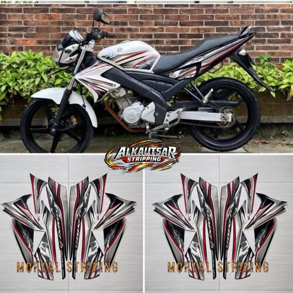 STIKER  STRIPING LIS BODY VIXION OLD 2011 2012 MERAH HITAM STANDAR kualitas original dan berkualitas