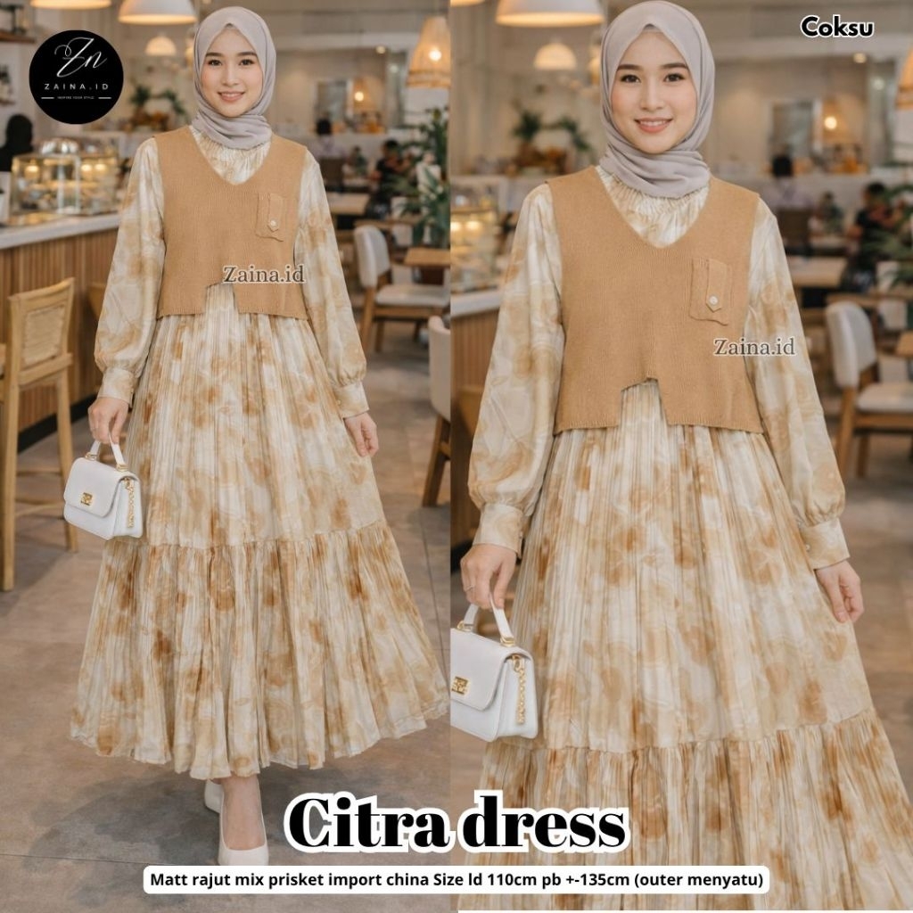 Citra Dress | Rajut mix Plisket Import China