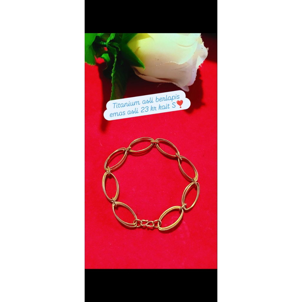 perhiasan 23 karat titanium asli berlapis emas asli 23 karat kait S