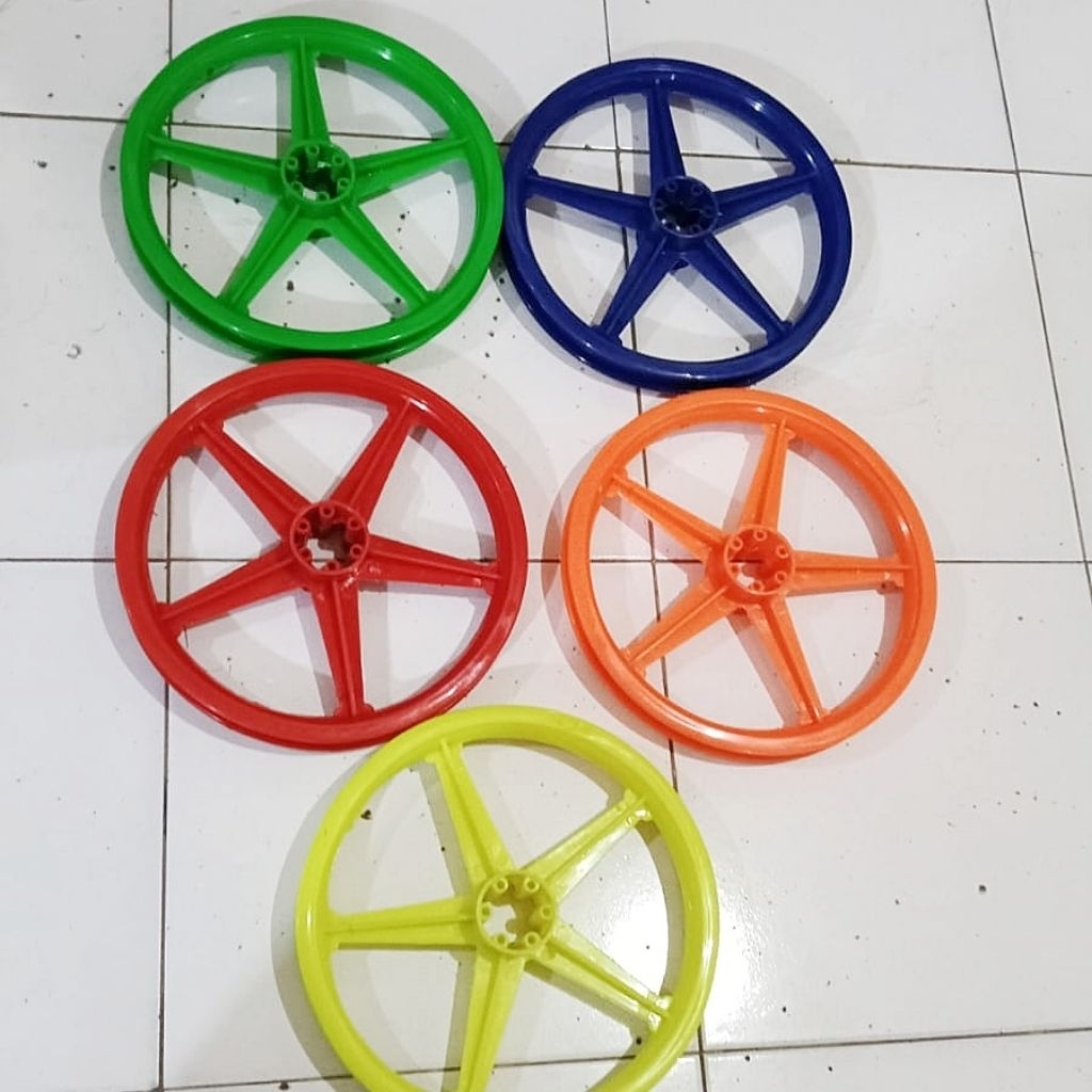 Roda Velg Racing 16 Inch Sepeda Bmx Lipat Seli Mini dll Model Palang Bintang 5 sepasang Depan Belaka