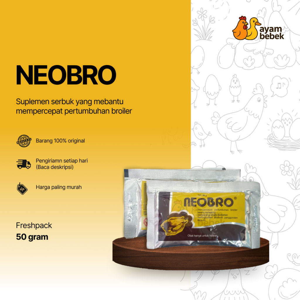 Neobro Medion – Suplement Serbuk Ayam Broiler & Petelur | Antibiotik & Growth Promoter | 50 g  | Med