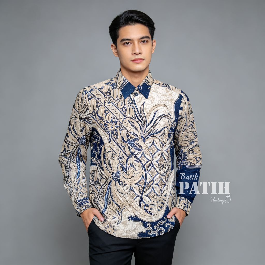 Kemeja Dobby - Off white navy