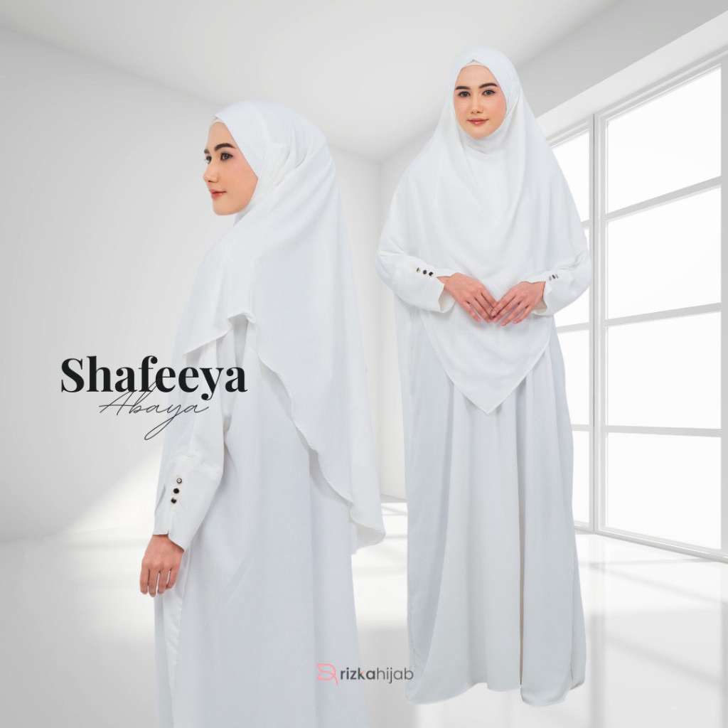 Rizka Hijab - Gamis Abaya Crinkle Putih Shafeeya Set