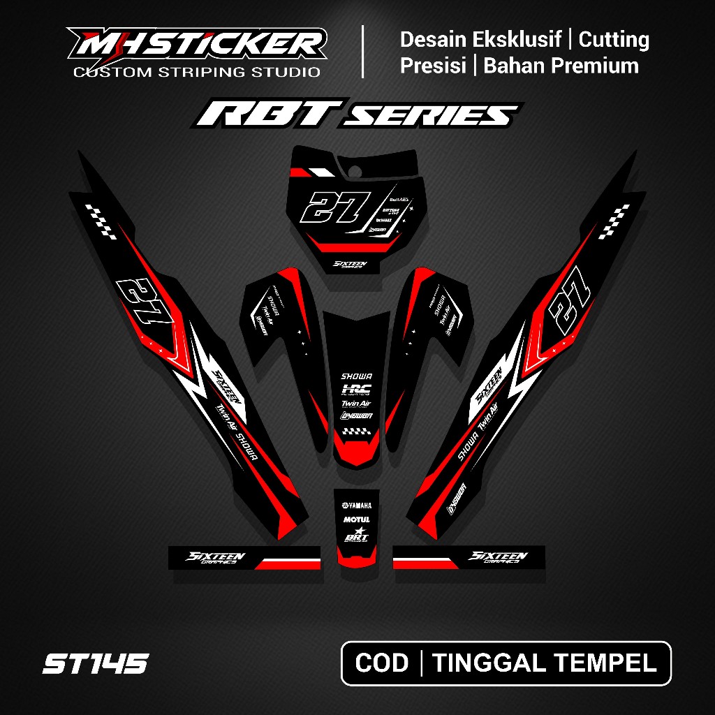 Sticker striping RBT CUSTOM NAMA - RBT VEGA R VEGA BEBEK MODIF SUPERMOTO RBT new
