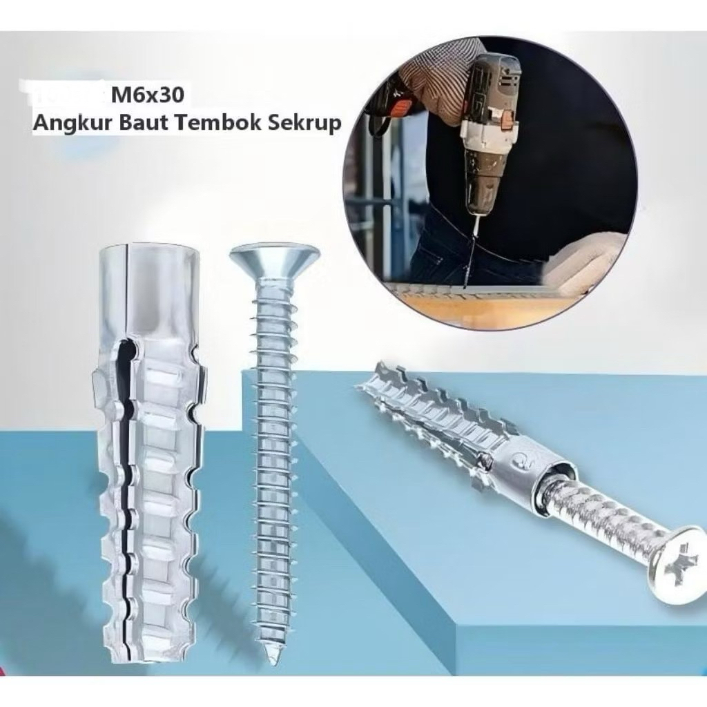 Angkur Baut Tembok Sekrup 6x30mm Angkur Baut Tembok Wall Anchor