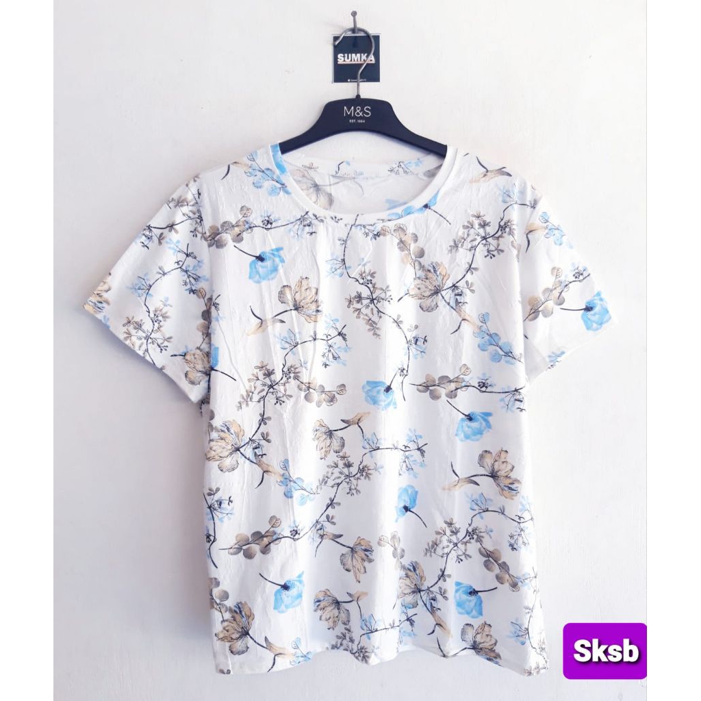 Kaos Premium Wanita Motif / Blouse Bunga jumbo