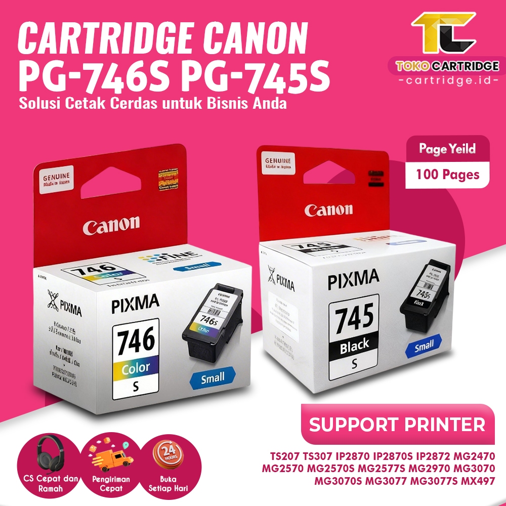 1SET Cartridge Canon 745 & 746 Small 745s 746s Original Tinta MG2570s TR4570s TS307 MX497 TR4570S
