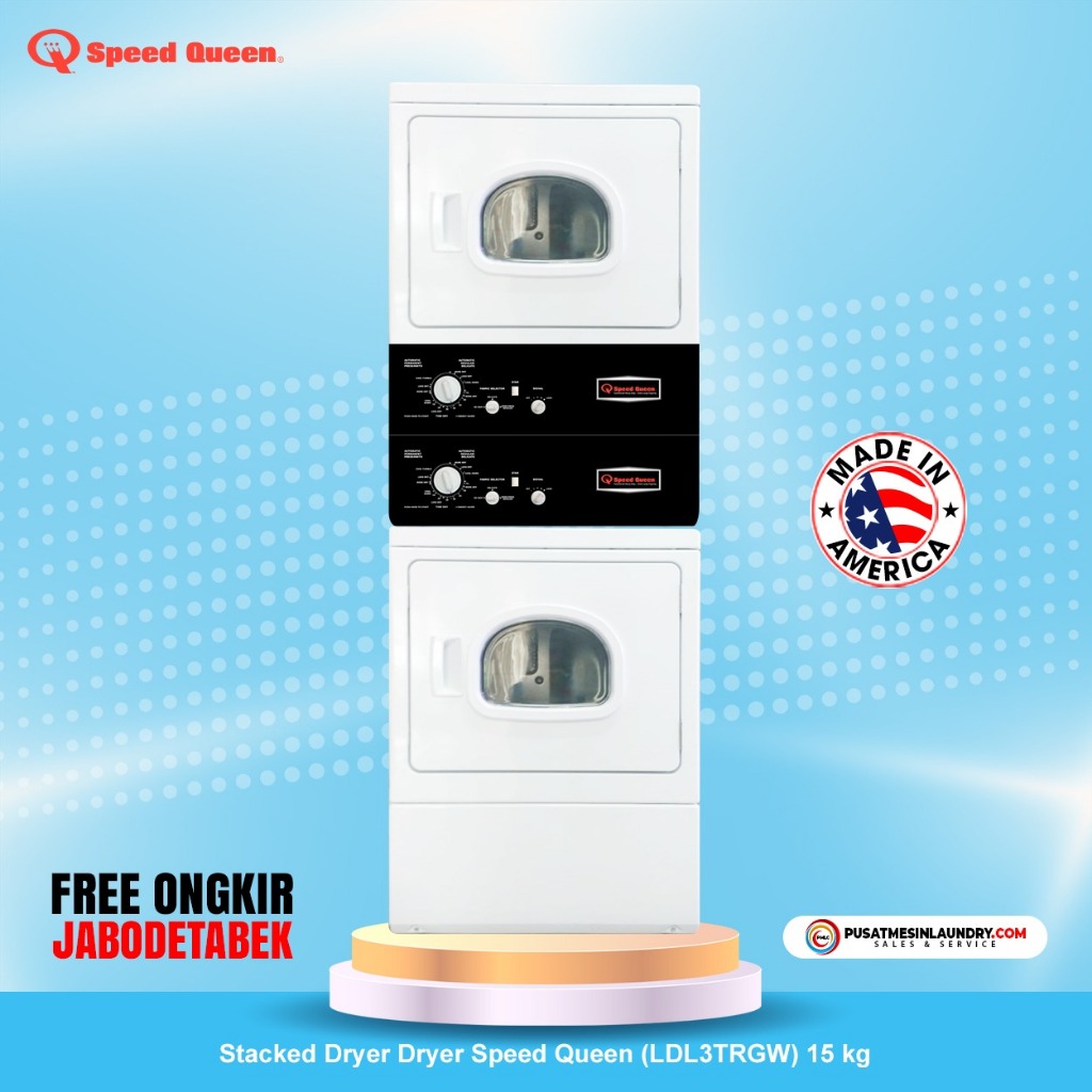 Speed Queen Set Stack Dryer Dryer Mesin Pengering Gas 15kg & Mesin Pengering Gas 15kg SQDD15