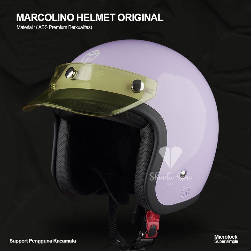 HELM MARCOLINO RETRO PET LIST HITAM
