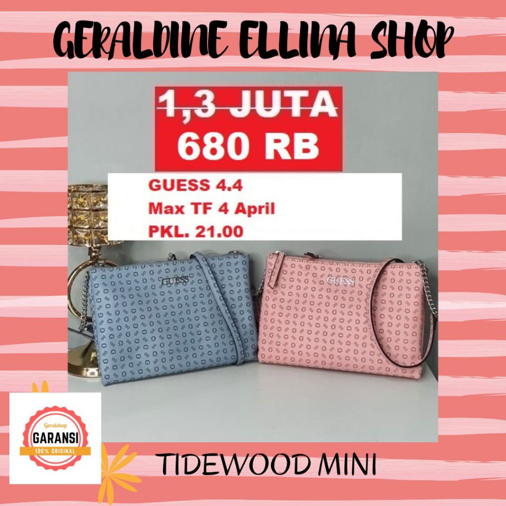 Tas sling bag wanita Guess original store seri TIDEWOOD MINI DOUBLE ZIP