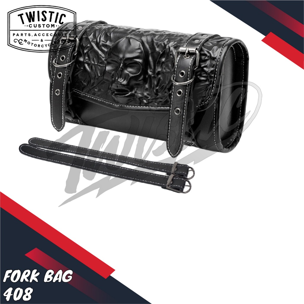 Fork Bag 408 Tas Kulit Side Bag Saddlebag Depan Belakang Samping Motor Harley Davidson Vulcan 650 Ho
