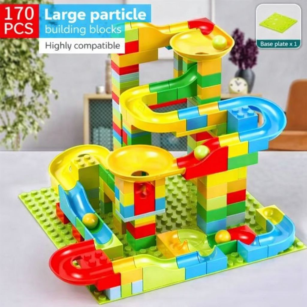 Mainan Blok Marble besar 168/170 pcs. Marble Run block mainan kreativitas anak