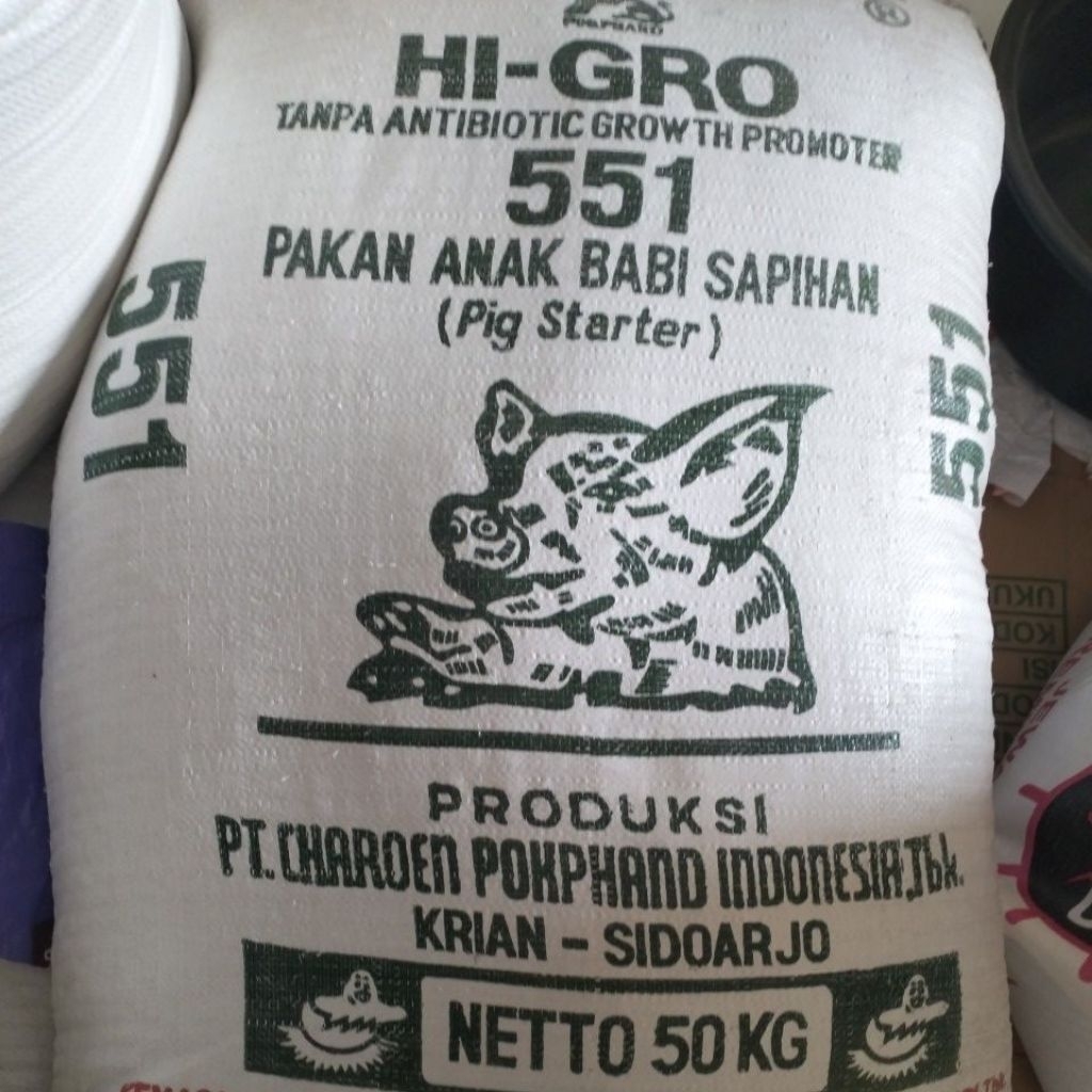 551 Pakan Babi Ternak 1 Karung 50 Kg Pelet Pur Babi Hi-Gro Pakan Anak Babi