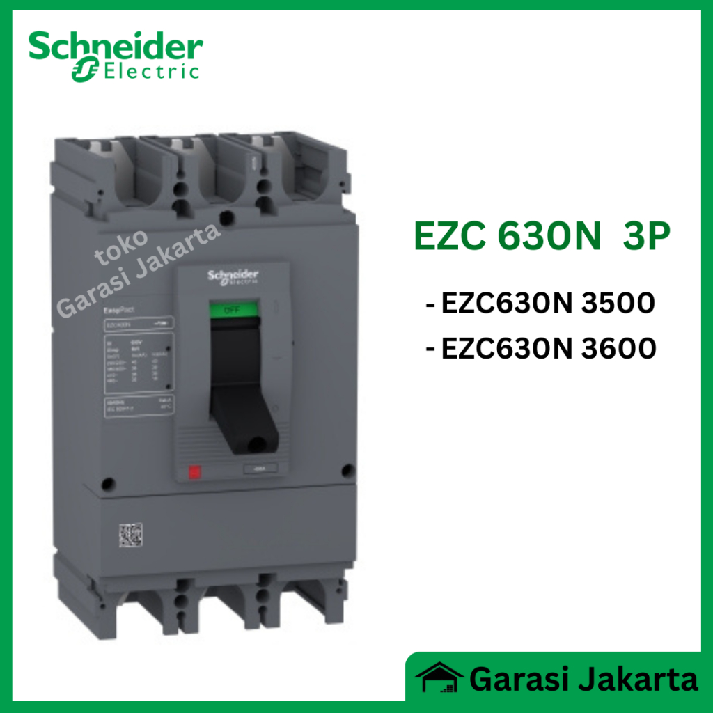 Schneider MCCB EZC630N 3P 500a 600a
