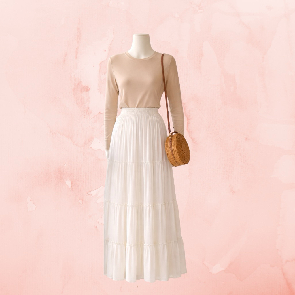 PIPOPI Stroria skirt Rok susun Korean style Rok Panjang