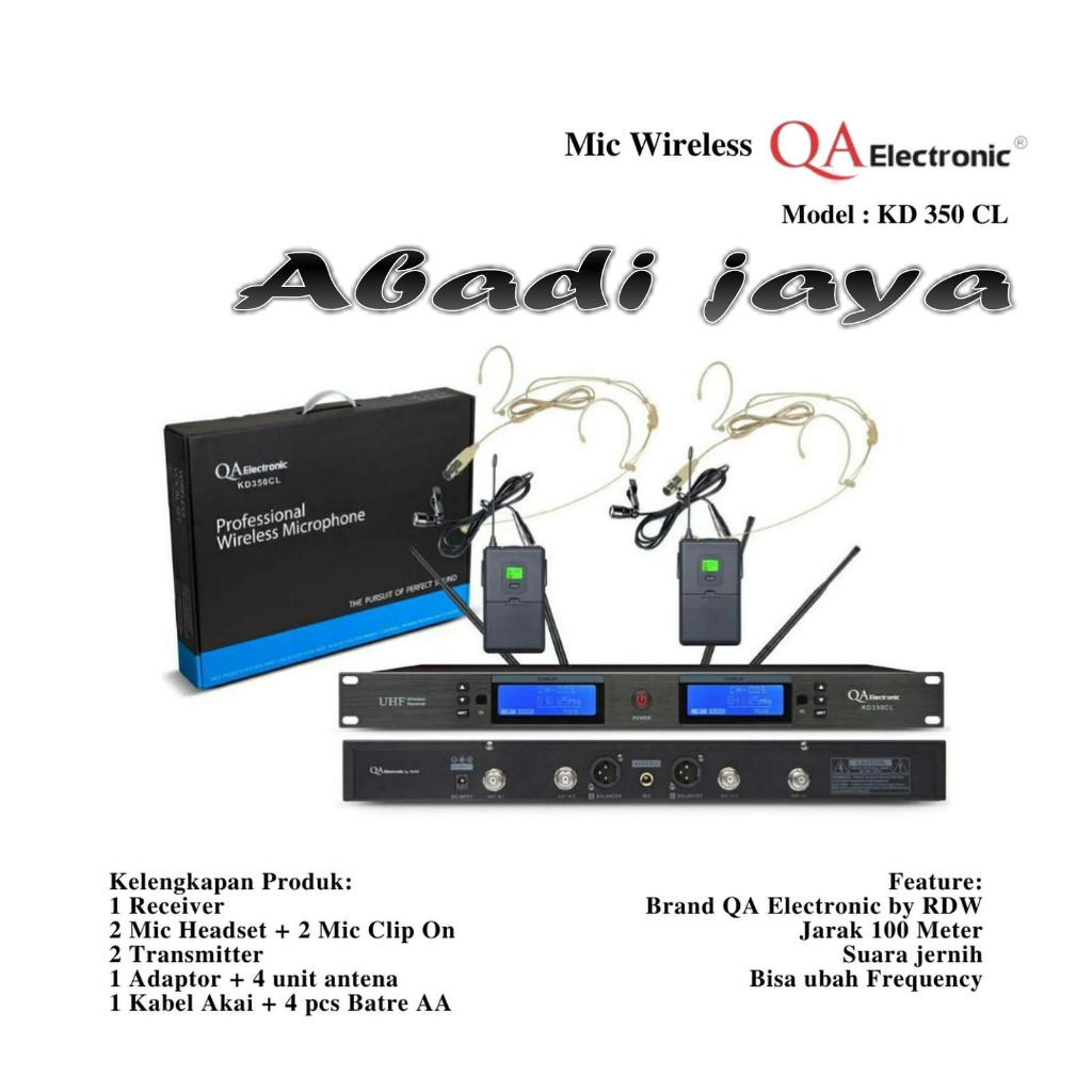 mic wireless rdw qa hmd kd 350 cl / qa hmd kd350 cl mic clipon dan headset original