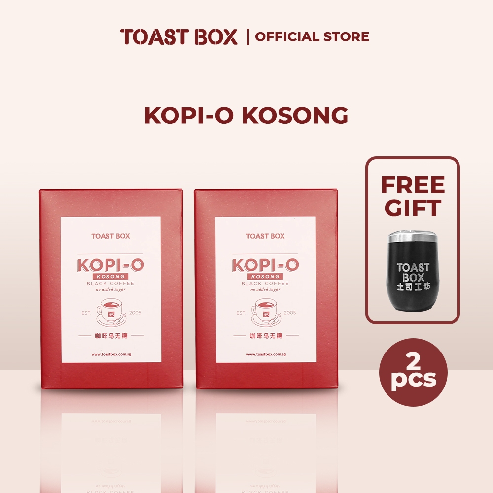 Toast Box Kopi - O Kosong (6 Sachet x 14 gr) - Kopi Tanpa Gula (2 Pcs) free Gelas Kopi