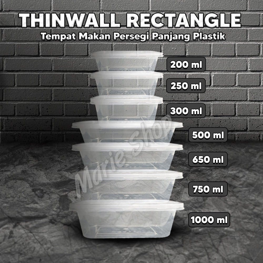 THINWALL / FOOD CONTAINER / THINWALL PERSEGI PANJANG / KOTAK MAKAN PLASTIK PERSEGI PANJANG / THINWAL